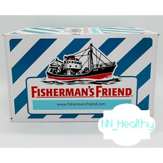 Fishermans Friend Spearmint ฟิชเชอร์แมนส์เฟรนด์ ชูการ์ฟรีสเปียร์มิ้นท์ สีเขียวน้ำทะเล-ขาว 25 กรัม/ซอง(24 ซอง) [1 กล่อง]