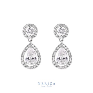 Neriza Jewelry/ต่างหูเพชรสังเคราะห์ ประกายเทียบเท่าเพชรแท้ รหัส NE065 ,ต่างหูเจ้าสาว, ต่างหูเพชรระย้า, ต่างหูออกงาน