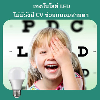 [ ชุด 5 หลอด ] หลอดไฟ LED Bulb 3W/5W/7W/9W/12W/15W/18W ขั้วเกลียว E27 ( แสงสีขาว Daylight 6500K)