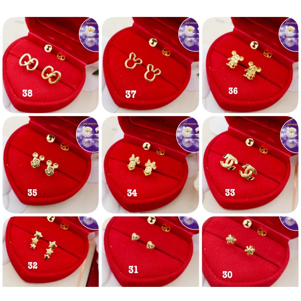 ต่างหูหุ้มทองแท้ ไมครอน แฟชั่น ผู้หญิง ไม่แพ้ไม่คัน