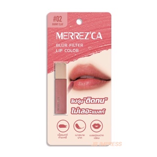 Merrezca Blur Filter Lip Color 1.5g No.02 Burnt Clay . ขนาดมินิ ลิปทินต์ สีชัดติดทน