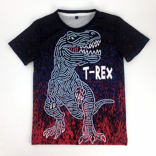 HLurban เสื้อยืดเด็ก คอกลม แขนสั้น พิมพ์ลายไดโนเสาร์ Dinosaur ทีเร็กซ์ T-rex ใส่ได้ทั้งเด็กผู้ชาย เด็กผู้หญิง ผ้าดี