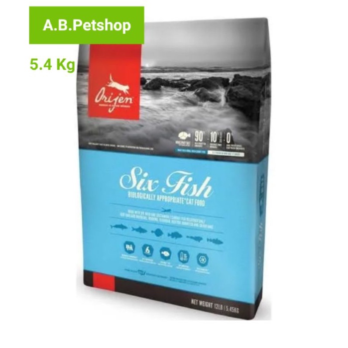 Orijen Six Fish สูตรปลา 6 ชนิด อาหารแมวอายุ 1-6 ปี 5.4 kg.