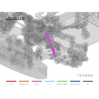 S-124236 Ras Shock Shaft 3*36mm R2 G/C/PRO MTS T3 FFV3 SNRC