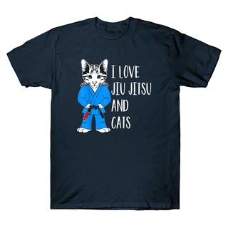 [S-5XL]เสื้อยืด พิมพ์ลาย I Love Jiu Jitsu And Cats ศิลปะการต่อสู้ สไตล์วินเทจ แฟชั่นสําหรับผู้ชาย