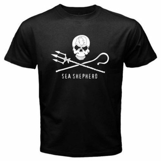 Nf2gd256ew เสื้อยืดลําลอง ผ้าฝ้าย แขนสั้น คอกลม พิมพ์ลาย Sea Shepherd สีดํา สําหรับผู้ชาย RYN126DGE24425