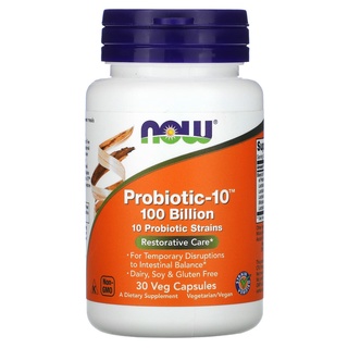 NOW Foods, Probiotic-10, Restorative Care, 100 Billion, 30 Veg Capsules/60 Veg Capsules