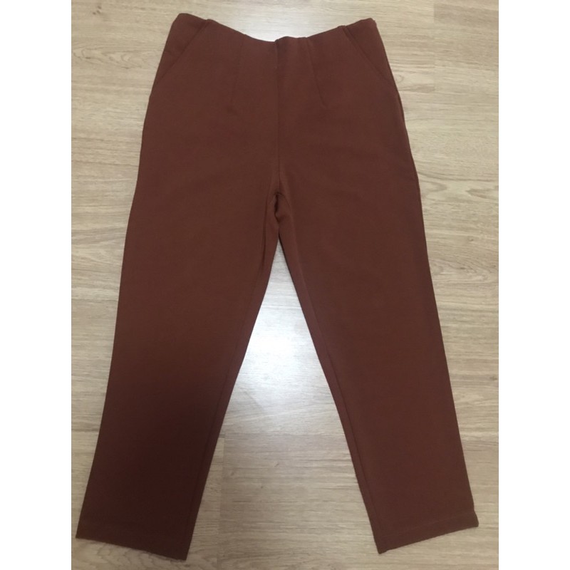 กางเกงโรเชฟ ซิปข้าง สีส้มอิฐ ป้าย Buachompoo Size L มือ 1