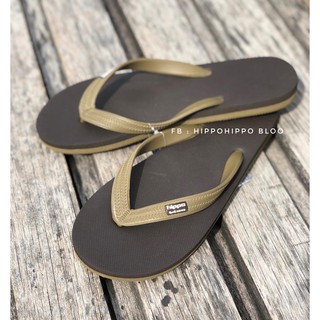 น้ำตาลไหม้ หูกากี  Darkbrown Khaki Hippo Bloo shoe รองเท้าแตะฮิปโป  No.36-37-38-39-40-41-42-43-44-45-46