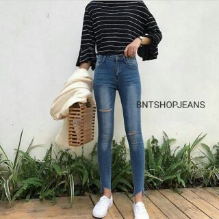 พร้อมส่ง !! กางเกงยีนส์ขาดเข่าขาเดฟ