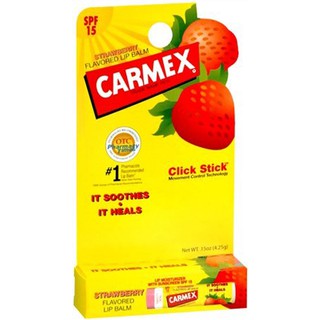 ✅ Carmex Lip Balm Click Stick SPF 15 4.25 g. #Strawberry ลิปปาล์มบำรุงปากกลิ่นสตอเบอรี่ ไม่มีสี