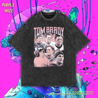 เสื้อยืด ขนาดใหญ่ พิมพ์ลาย Haze Tom Brady สีม่วง | หินล้างทําความสะอาด | เสื้อยืด พิมพ์ลาย Tom Brady | เสื้อฟุตบอลอเมริก