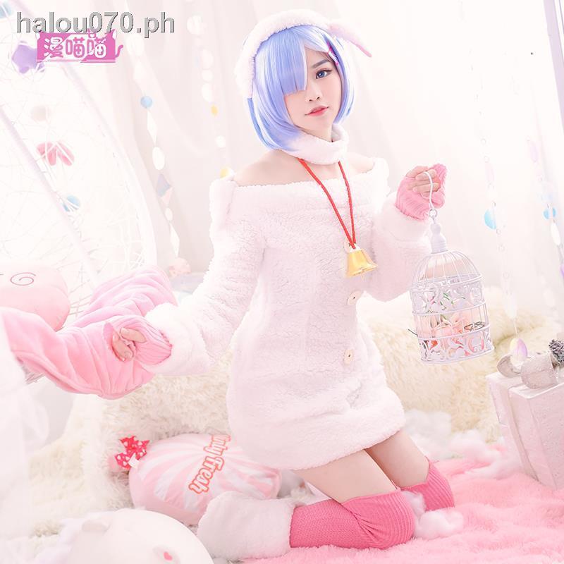 เสื้อผ้าคอสเพลย์✁Rem Ram cos ชุดแกะ Rem cos ชุดน่ารักคอสเพลย์เครื่องแต่งกายหญิง Ram นุ่มจุดน่ารัก
