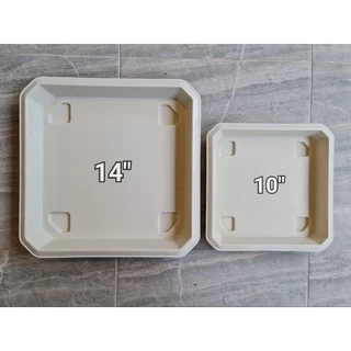 ถูกและหนา‼️กระถางเหลี่ยมทรงโรมัน(ทรงสูง)มีขา หนา 7"/10"/14" ❌️กระถางกับจานขายแยกค่ะ❌️ สีขาวครีม/เทา/ดำ/อิฐ