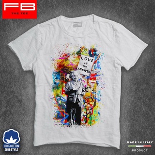 เสื้อยืดวินเทจเสื้อยืด คอกลม พิมพ์ลาย Albert Einstein Art Love Is the Answer banksy scientist xs-3xl สําหรับผู้ชาย ของขว