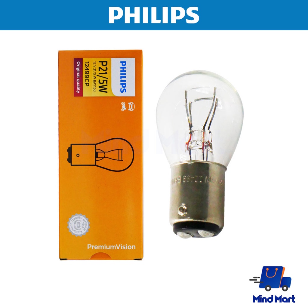 หลอดไฟสัญญาณรถมอเตอร์ไซค์ PHILIPS P21/5W 12V เขี้ยว | Shopee Thailand