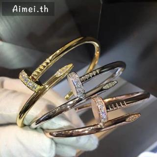 สร้อยข้อมือเหล็กไทเทเนียมชุบสีโรสโกลด์ 18k | กำไลสร้อยข้อมือรูปเล็บ | เครื่องประดับมือ