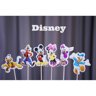 ส่งภายใน 2 วัน ไม้ปักเค้ก 6 ชิ้น " Disney Set " ของตกแต่งขนม ตัวปักขนม เค้ก คัพเค้ก