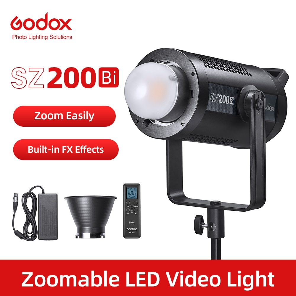 ในสต็อก Godox SZ200Bi SZ200 Bi 200W 2800-6500K Bi Bi-Color LED Video Light สําหรับการถ่ายภาพสดls
