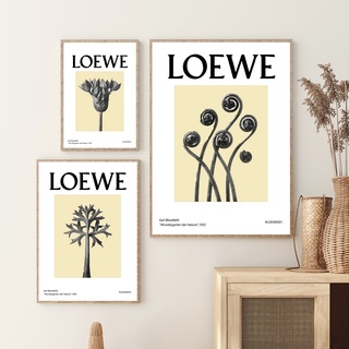 LOEWE โปสเตอร์ภาพวาดผ้าใบ สไตล์นอร์ดิก โมเดิร์น หรูหรา มีสีดํา และสีขาว สําหรับตกแต่งผนังห้อง