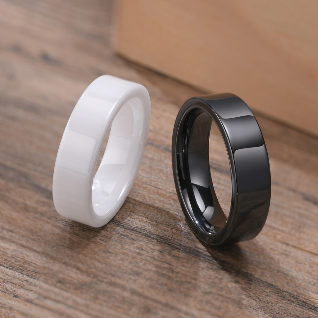 Vnox แหวนเซรามิคผู้หญิงผู้ชาย,Glossy คู่แหวนมิตรภาพ,เรียบง่ายทุกวัน Jewlry ของขวัญ