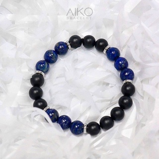 Love You Two Style กำไลหินแท้ (Lapis Lazuli/ Matte Black Onyx)