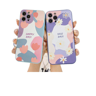 เคส OPPO A15 A15S A35 F17 PRO A93 A53 A53S A33 A32 A52 A72 A92 A7 A5S A12 A12S A11K F19 PRO A94 Reno 4 5 Lite 4 4F 5F 5K Find X3 Lite A9 A11 A5 A11X A8 A31 A3S A12E Realme C1 A54 A16 A74 ดอกไม้แสนโรแมนติก เคสซัมซุง Couples Contrasting Color Flowers Silico