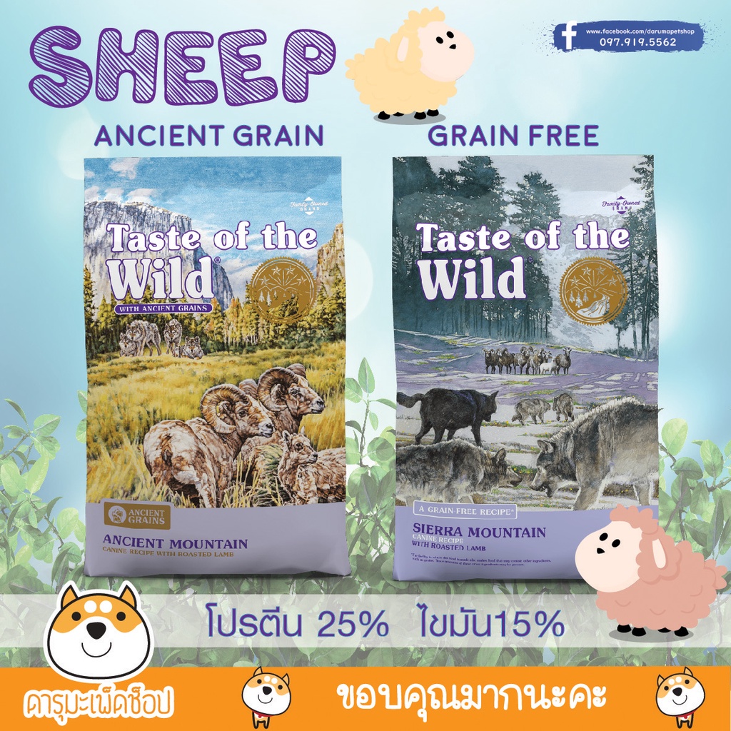 *รสแกะ บำรุงขน ไม่มีธัญพืช* อาหารสุนัข Taste of the wild 12.72 กก