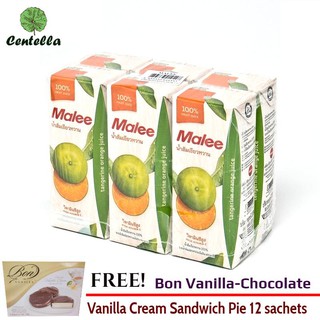 MALEE 100%TANGERINE+SAC 200ML*6 Free Bon Vanilla-Chocolate Vanilla Cream Sandwich Pie 12 sachets 240 gram