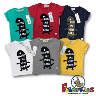 [ Flynn Kids ]เสื้อยืดเด็ก สกรีนลาย Dino Hug Me very Hard 9004A