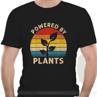 Vintage Powered By Plants Shirt Vegan Vegetarian Premium Black T-Shirt  Graphic Tee Shirt