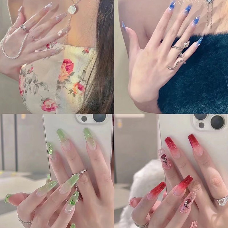 🌸พร้อมส่ง🌸เล็บปลอม pvc บางเฉียบไร้รอย ขุ่นไม่ต้องขัด ไม่แตกหักง่าย เหลี่ยมยาว บัลเล่ต์ เหลี่ยม กล่องละ500ชิ้น