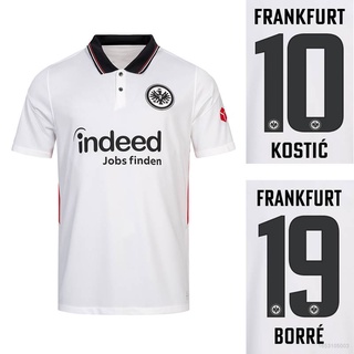 เสื้อโปโลแขนสั้น ลายทีมชาติฟุตบอล Eintracht Frankfurt Away ทรงหลวม พลัสไซซ์ 2021-2022