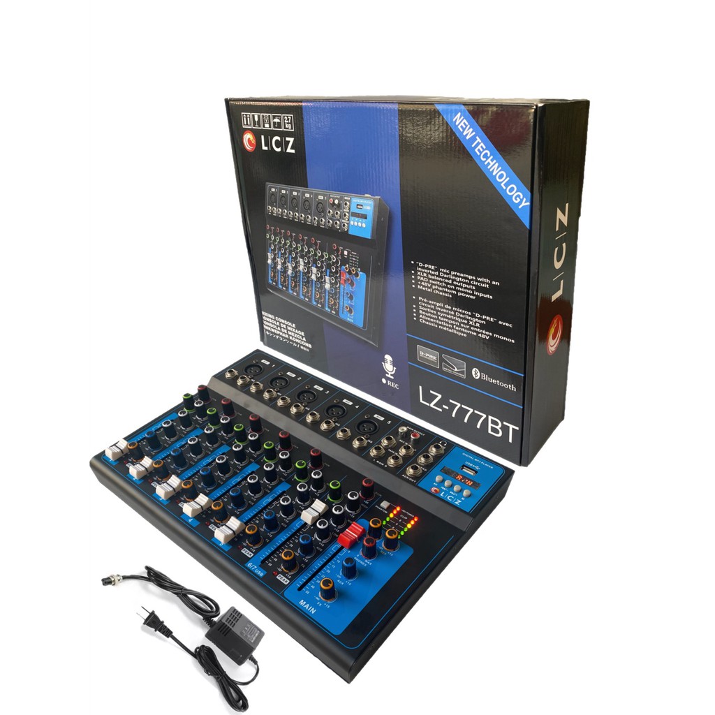 LZ-777BTสเตอริโอมิกเซอร์7ช่อง ผสมสัญญาณเสียง มีUSB/ Bluetooth/ มีหน้าจอLED