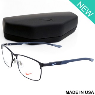 Nike แว่นตา รุ่น 7679 C-3 สีดำขาเทา กรอบเต็ม ขาสปริง วัสดุ สแตนเลส สตีล Eyewear Top Glasses Made in USA