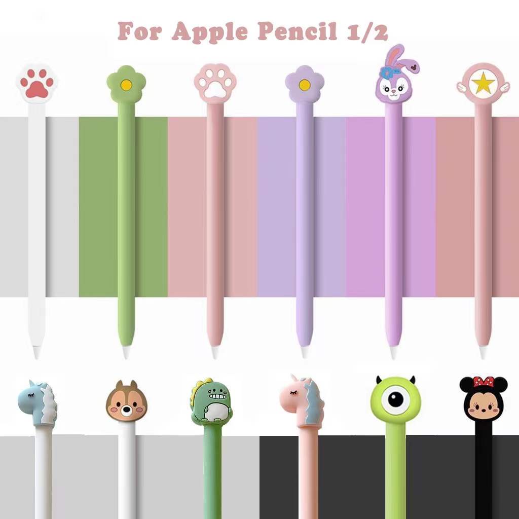 Pencil Protect Case Cute Cartoon Stylus Pen Protective Sleeve 2nd 1st Soft Silicone Ultra Thin Non-slip Protector Cover Casing