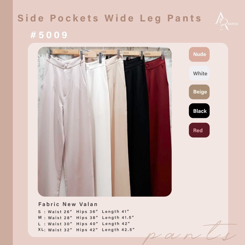 VILA.OFFICIAL - ส่งฟรีเคอรี่ Side Pockets Wide Leg Pants #5009