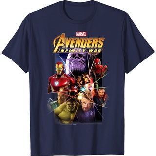 เสื้อยืดผ้าฝ้ายพรีเมี่ยม เสื้อยืด พิมพ์ลายกราฟิก Marvel Avengers Infinity War Gauntlet Prism สําหรับผู้ชาย