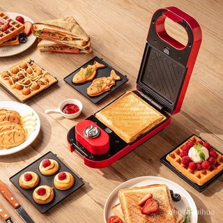 เครื่องอบขนมปังแซนวิช Sandwich Maker breakfast เครื่องทำอาหารเช้า เครื่องอบวาฟเฟิล โดนัด จัดส่งด่วนใน 30 นาที