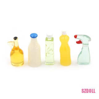 [SZDOLL6] ขวดพลาสติกจิ๋ว สูง 3 ซม. สําหรับบ้านตุ๊กตา 1:12 5 ชิ้น