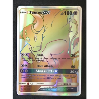 Tauros (Gold) GX Card 156/149 เคนเทารอส Pokemon Card Gold Flash Light (Glossy) ภาษาอังกฤษ