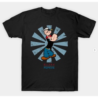 เสื้อยืดคอกลม แขนสั้น ผ้าฝ้ายแท้ พิมพ์ลายการ์ตูน Popeye Oliver สไตล์อเมริกัน สําหรับผู้ชาย และผู้หญิง