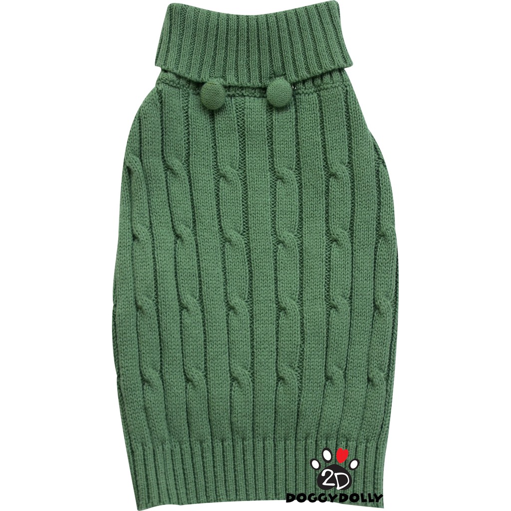 Pet cloths -Doggydolly   เสื้อผ้าแฟชั่น สัตว์เลี้ยง  หมาแมว กันหนาว ไหมพรม คอเต่า สีเขียว ขนาดไซส์ 1