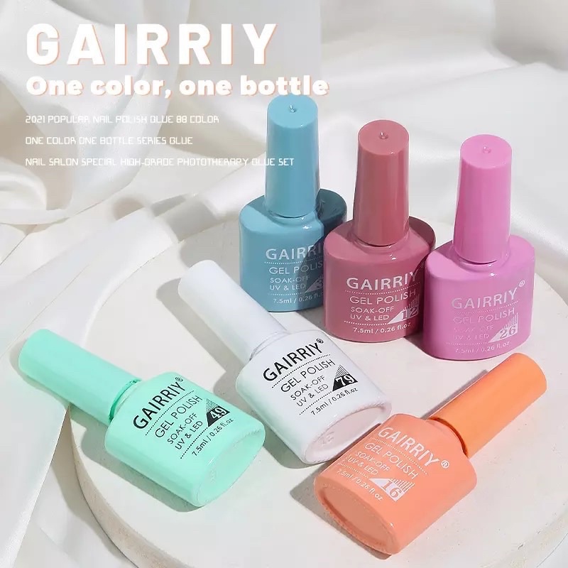 ซื้อ 🇹🇭ยาทาเล็บเจล สีทาเล็บเจล สีเจล GAIRRIY 7.5ml หยิบสะดวก 80สีฮิต Nail Gel Colorful Bottle Varnish Soak Off Nail Art Gel