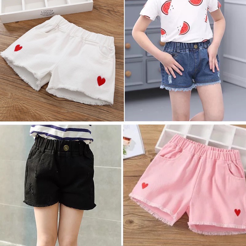 สาวเทรนด์ กางเกงเด็ก กางเกงยีนส์ กางเกงยีนส์เด็กผู้หญิง ขาสั้น แฟชั่นสำหรับเด็ก. ไซส์ 90cm－150cm 1ปี