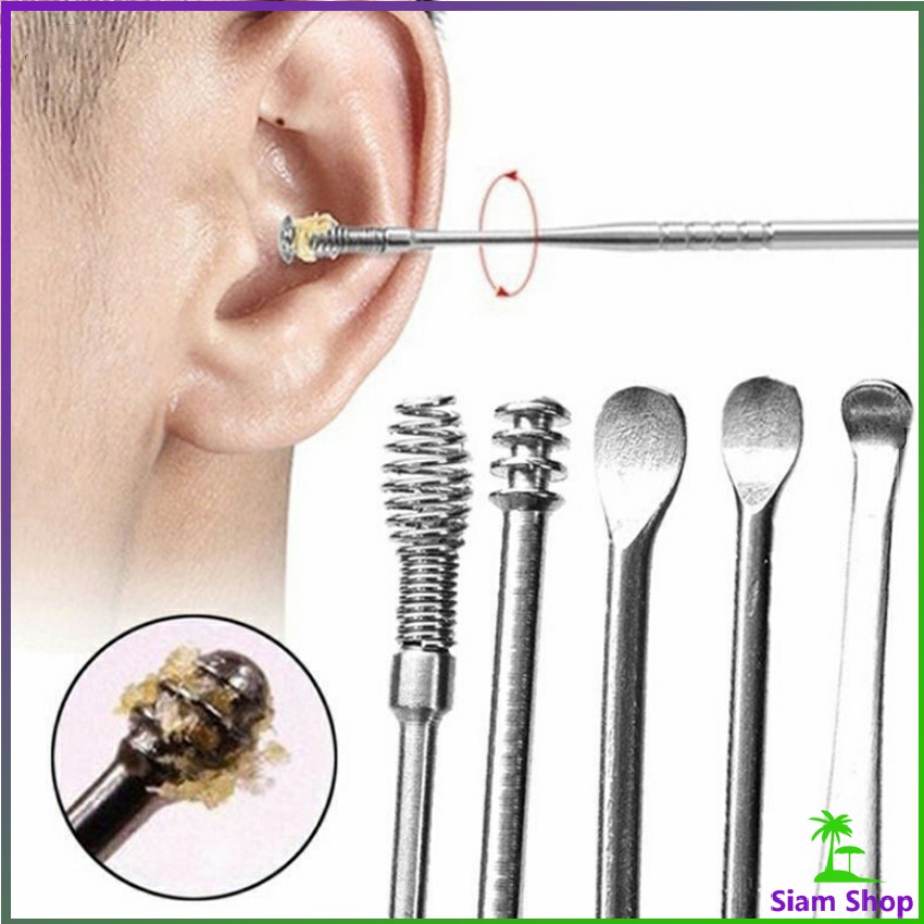 Siam ชุดไม้แคะหู พร้อมกล่องใส่ คุณภาพดี วัสดุสเตนเลส ขนาดสามารถพกพา Ear picking set