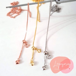 สร้อยคอเงินแท้925 ปรับความยาวได้ สีเงิน สีทอง สีโรสโกล์ด ชุบไฟฟ้า งานคุณภาพสวยมาก