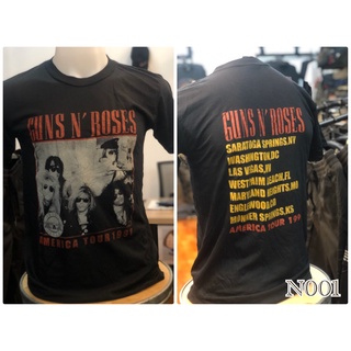 สไตล์มินิมอล GUNS N ROSES เสื้อวงดนตรี ร็อคต่างประเทศ เสื้อชาวร็อค ไม่มีตะเข็บขาง คนดัง