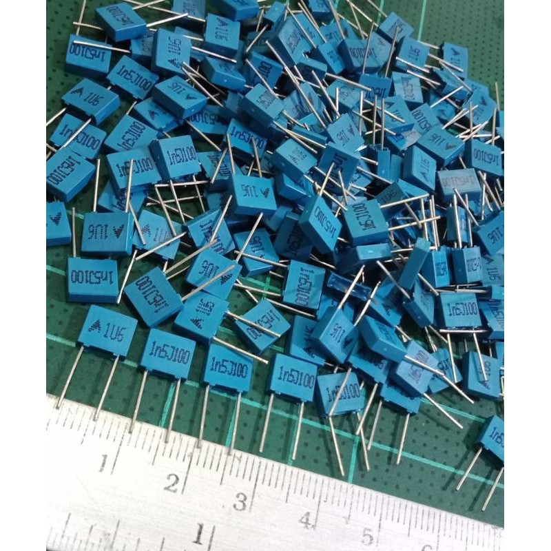 (ใส่โค้ดPEPE333 ลดเพิ่ม 15%)0.0015UF 100V(152=1.5NF)EPCOS สีฟ้า ขาห่าง5มิล แท้-ใหม่คุณภาพเต็ม ขายแพ็