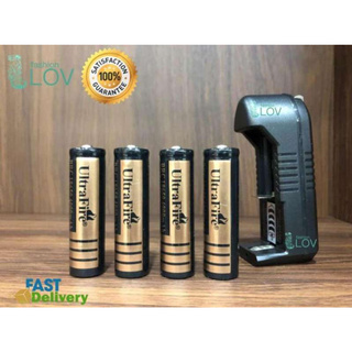 iremax ถ่านชาร์ต แบตลิเทียม ถ่านชาร์จ 18650 3.7V 4000 mAh - สีทอง Gold(4 ก้อน ) + ที่ชาร์จแบต